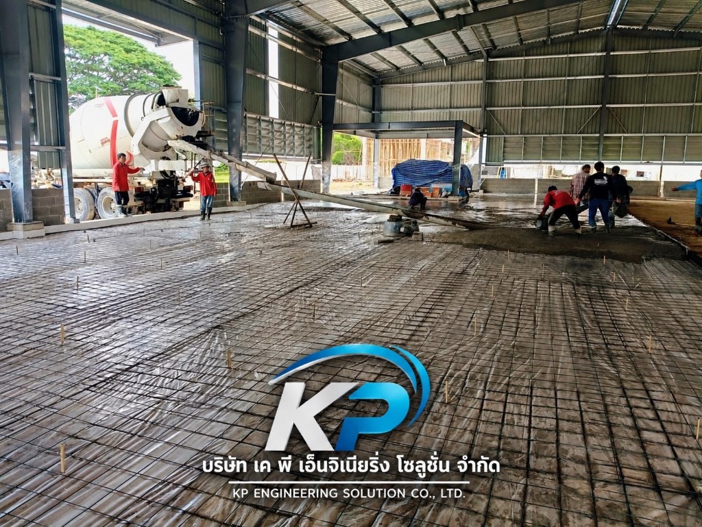 งานเทพื้นโรงงานอุตสาหกรรม เสริมเหล็ก Wire Mesh แข็งแรงพิเศษ